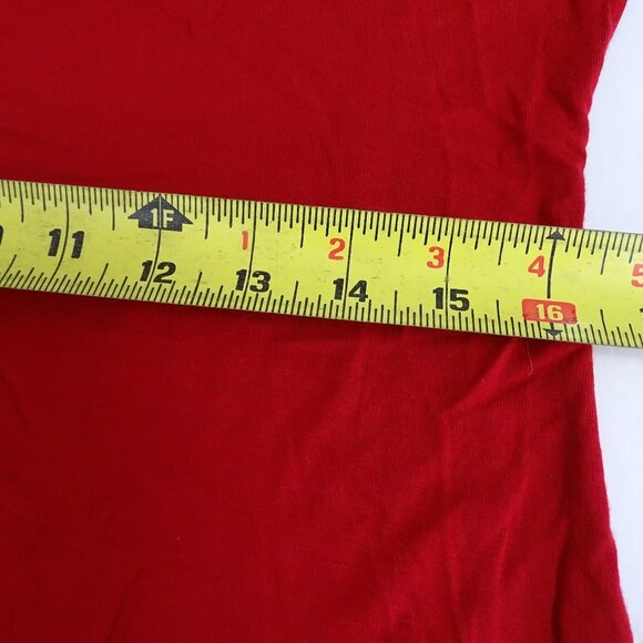 Maurices Red Top Women Size L Short Sleeve Scoop Neck Pleated Neckline - Picture 8 of 9